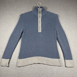 Patagonia Sweater Womens Small Blue Half Zip Mock Neck Pullover Waffle Knit Cozy
